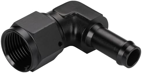 10AN Female to 1/2 Barb 90 Degree Hose Fitting Adapter Swivel Aluminum Black