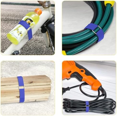 1"x16ft Hook and Loop Straps with 25 Metal Buckles, Adjustable Fastening Cable Straps, Cut-to-Length Cinch Strap, Reusable Nylon Securing Cord Ties for Organizer or Storage, 1 inch Wide,Blue
