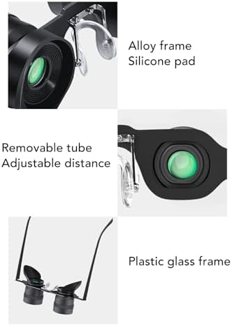 10X Binocular Glasses Hands , Fishing Magnifying Glasses with 3 Color Filters, Outdoor Fishing Binoculars Telescope for Outdoor Hunting Bird Watching Sightseeing Concerts