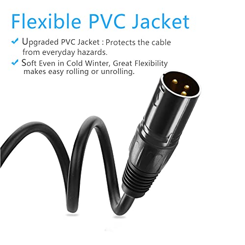10 ft Flexible DMX Cable, Gold-Plated 3 Pin Signal XLR Male to Female DMX Cable Wire, Best for DJ Stage Lighting Moving Head Lights Par Light (4 Pack)