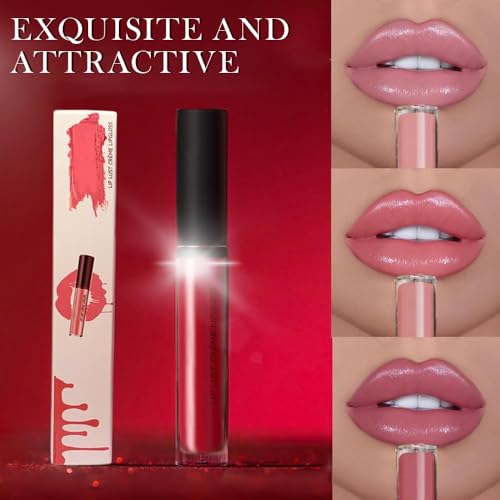 12 Color Cream Lip Gloss, 2024 Long-Lasting Moisturizing Velvet Lip Lipstick, Non-Stick to Cup, Waterproof, Hydrating Lip Tint Natural Jelly Lipstick (03#, 1.2 Fl Oz)