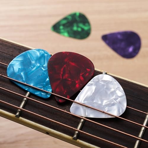 120 Pack Celluloid Guitar Picks with Organizer Storage Box, 0.46 0.71 0.96mm Includes Thin, Medium, Heavy Colorful Guitar Picks for Acoustic Guitar Electric Guitar Bass Ukulele