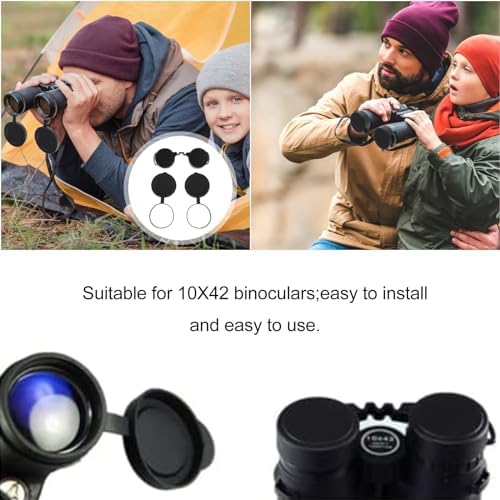 10x42 Optics Binocular Caps,Eyepiece Cover Binoculars,Objective Lens Cap Binoculars,Objective Lens Caps Rubber Waterproof Binoculars Protective Covers