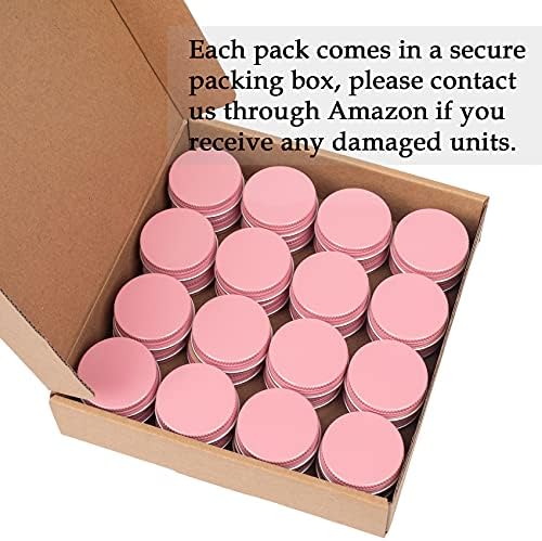 0.5 oz Screw Top Aluminum Tin Jar with Screw Lid and Blank Labels (Pink - Pack of 32)