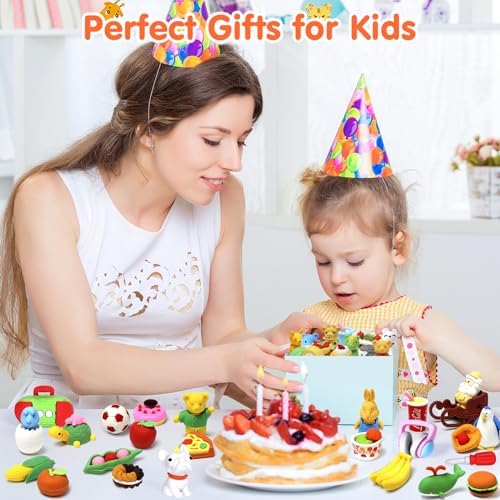 120 Pack Animal Pencil Erasers for Kids - Bulk Desk Pet Toy 3D Mini Puzzle Erasers Take Apart Treasure Box Toys Game Prize Party Favors Gift Classroom Prize Reward Back to School Supplies