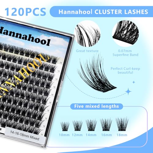 120pcs D Curl Individual Wide Stem Cluster DIY Eye Lashes Extensions Mixed 10-12-14-16mm/14-16-18mm/12-14-16mm Makeup Dramatic Volume Lashes (mixed 10-12-14-16mm)