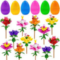 12PCS Easter Flower Building Blocks with Easter Eggs Toys Building Brick Blocks for Party Favor Easter Basket Stuffers Toys Stacking Block Sets for Kids Adults Classroom Prizes Gifts