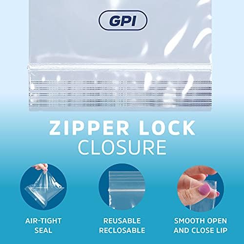 1.25 x 1.25 inches, 2Mil Clear Reclosable Zip Bags, Case of 1000 GPI Brand