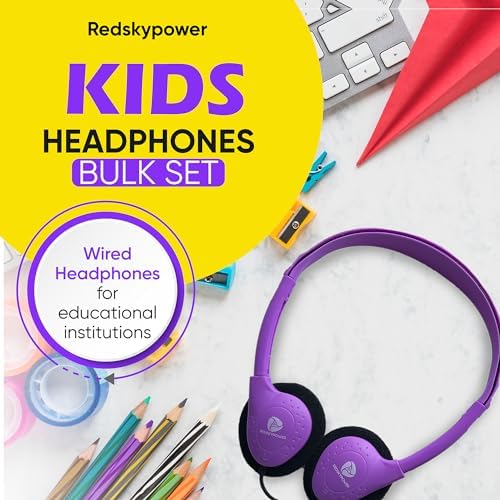 10 Pack Bulk Headphones, Wired Headphones for Kids, Teens, Adults, Affordable On-Ear with 3.5mm Plug, Perfect for Schools, Classrooms, Libraries, Museums, Multipack for Wholesale, Black Color