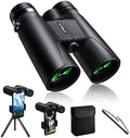 10x42 Binoculars for Adults with Phone Adapter,Birding Binoculars for Adults HD 10x42,Bird Watching Binoculars,Easy Focus, BAK4,Binoculars for Hunting Travel Mountaineering (Black)