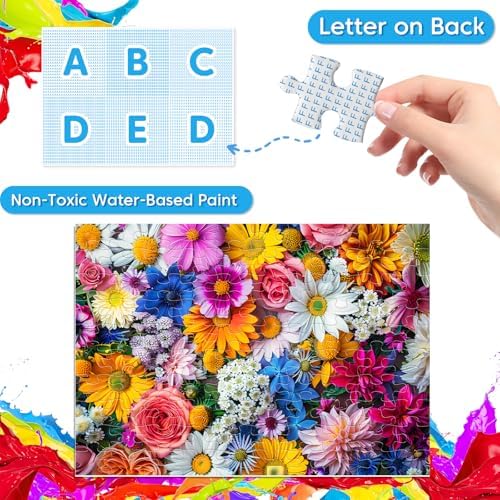 100 Piece Puzzles for Kids Ages 4-8 - Dogs Flowers Donuts Cats Puzzles - Large Puzzles for Senior Jigsaw Puzzle for Kids Ages 4-6 6-8 8-10 Year Old Educational Puzzles Toys 4-Pack 15"x11"