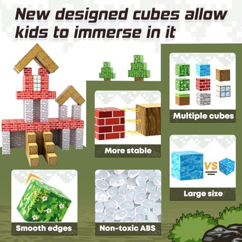 100PCS Magnetic Blocks-Build Mine Magnet World Set for Boys & Girls Age 3-5 6-8, STEM Sensory Toys for Toddlers Gifts for 3+ Years Old Girls Boys,1" Magnet Cubes Classroom Must Haves Construction Toys