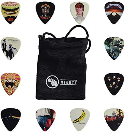 12 x Classic Albums Guitar Pick Set. Guitar Plectrums For Every Guitarist. Double Sided Printing. Picks Sized 0.46, 0.71, 0.81, 0.88, 0.96 And 1.2 mm Included (Set 1)
