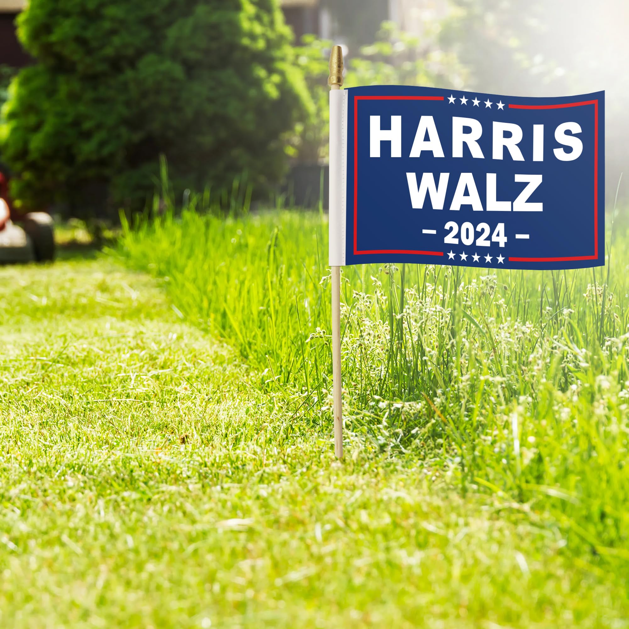 10 Pcs Kamala Harris Waltz 2024 Flag Harris Waltz for President Flags Small Mini Stick Flags Banner for Indoor and Outdoor Decorations (Harris Waltz-5)