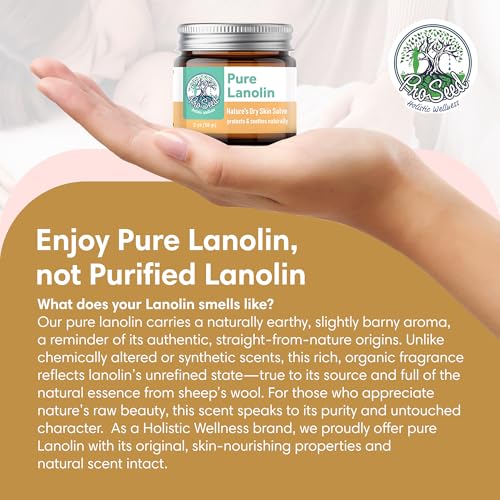 100% Pure Lanolin Cream - Handmade, Unrefined Balm for Dry & Itchy Skin, Cracked Lips, Breastfeeding, Baby Care, Nursing Essentials & Petroleum-Free Perfect for Hands, Face & Paw Care - 12oz Glass Jar