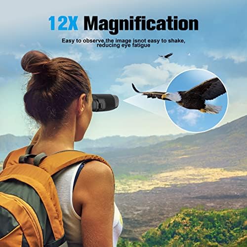 12x25 Binoculars with Clear Low Night Version for Adults and Kids, Large Eyepiece Waterproof Durable & Clear BAK4 Prism FMC Lens Binoculars for Bird Watching Hunting Travel Theater Concerts