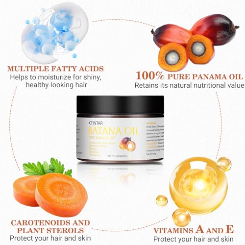 100% Natural Pure Batana Oil for Hair Growth, Unrefined & Organic, Sourced from Honduras - Enhances Hair Thickness, Prevents Hair Loss, Repairs Damaged Hair for Men & Women (4.23 Fl Oz)