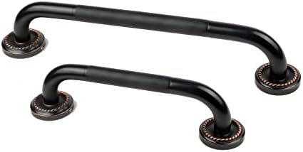 12 Inch Anti Slip Bronze Shower Grab Bar Oil Rubbed Black,ZUEXT Antique Brass Bathroom Grab Bar, Knurled Bathroom Balance Bar,Safety Hand Rail Support Handicap Elderly Injury Senior Assist Bath Handle