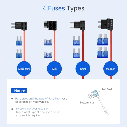 11.5ft Type-C Dash Cam Hardwire Kit (V5F), 12V-24V to 5V 3A Car Dashboard Cam Charger Power Cable with 4 Fuse Taps, Low Voltage Protection for GT801, GT802, S70, S90