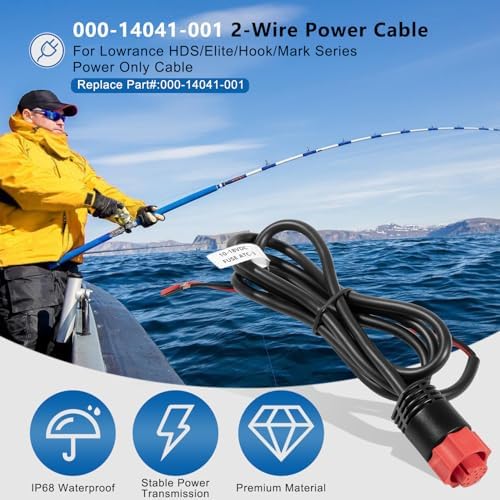 000-14041-001 HDS/Elite/Hook Power Cable Replacement, 3 Foot, 2-Wire Power Only Fits for Lowrance HDS, Elite FS, Elite Ti2, Hook, Mark