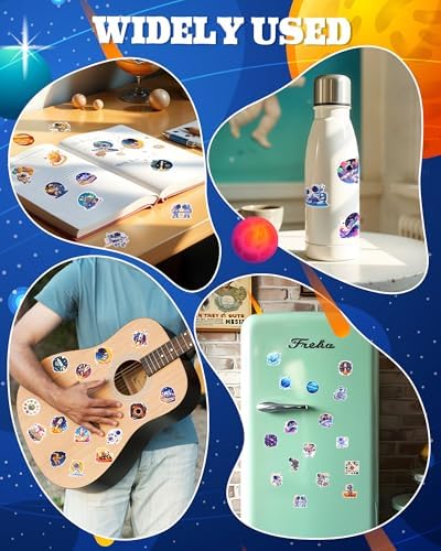100pcs Space Stickers Bulk: Science Stickers Astronaut Stickers Vinyl Water Bottle Stickers for Kids Spaceman Outer Space Stickers Teacher Stickers for Students Space Party Favors Laptop Scrapbook