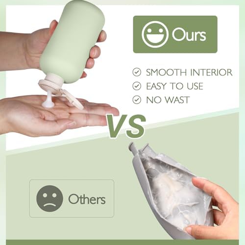 10 oz Travel Refillable Shampoo and Conditioner Bottles, Travel Bottles for Toiletries, Plastic Squeeze Bottles with Flip Cap for Lotion, Liquids (3Pcs)