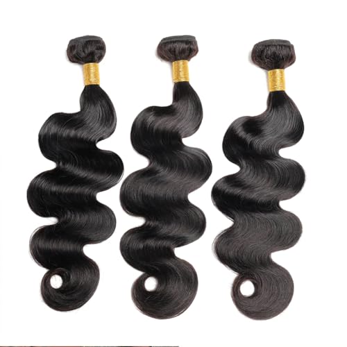 12A Body Wave Bundles Human Hair 16 18 20 Inch Human Hair Bundles 100% Unprocessed Brazilian Virgin Hair 3 Bundles weave for Black Women Natural Color