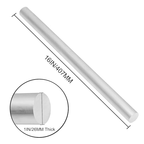 1" 6061 T651 Solid Aluminum Round Rod 16" Long 1 Inch Diameter Solid T651 Extruded Lathe Bar Stock, Round Aluminum Bars for Industrial, DIY Craft (+0.05")