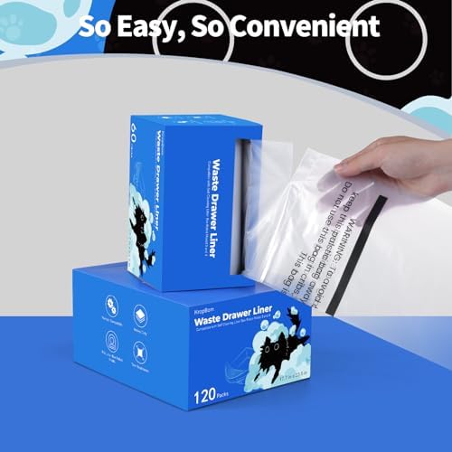 120 Pack Litter Box Robot 3 4 Waste Bags, Self Cleaning Cat Litter Box Robot Waste Liner Bags Replacement, Heavy Duty 9-11 Gallons of Capacity