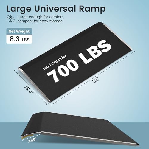 15.4" L x 32" W Threshold Ramp for Doorways, Portable, Anti-Slip Ramps for Wheelchairs for Home, 700 LBS Load Capacity, Aluminum Door Ramp and Curb Ramp for Scooters, Power Chairs, Walkers