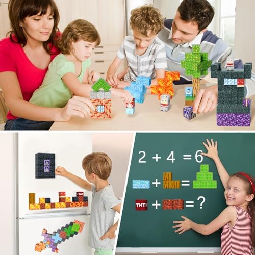 100PCS Magnetic Blocks-1inch -Adventure at Lava World Blocks Set - Magnetic Cubes Building Blocks Toys for Halloween Christmas Birthday Gift - STEM Sensory Toys for 3+ Years Old Girl Boys