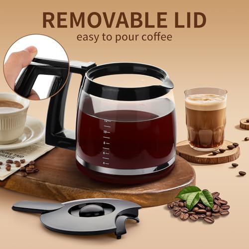 14-Cup Glass Coffee Pot Replacement Compatible with Cuisinart Coffee Maker Models - DCC-3200, DCC-2200, DCC-2600, DCC-2800, CBC-7000PCFR, DCC-2200RC