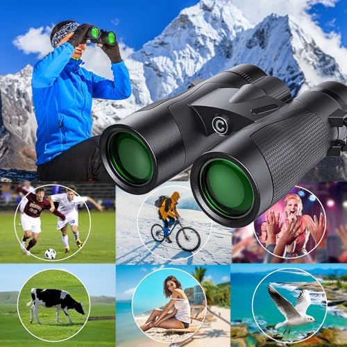 12x42 Roof Prism Binoculars for Adults -Large Eyepiece High Power Waterproof with Low Light Night-Professional HD Binoculars for Bird Watching Hunting Sports-BAK4 FMC Lens with Strap Carrying Bag