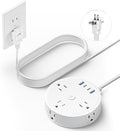 10FT 2 Prong Power Strip, Yozisital 2 Prong to 3 Prong Outlet Adapter, Flat Extension Cord, Surge Protector with Rotating Plug, 6 Outlets 4 USB(2 USB C), Wall Mount, Ideal for Non-Grounded Outlets