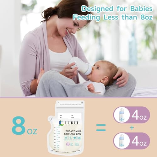 120 Pcs BPA-Free Breastmilk Storage Bags, 8Oz, Milk Storage Bags Breastmilk with Pour Spout,Temp-Sensing Color Change, Milk Bag with Self Standing for Breastfeeding (120 Count)