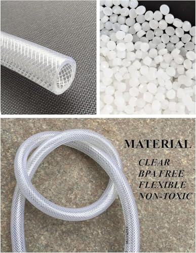 1" ID x 1 19/64" OD - 25 Ft High Pressure Braided Clear PVC Vinyl Tubing Flexible Vinyl Tube, Heavy Duty Reinforced Vinyl Hose Tubing, BPA Free and Non Toxic