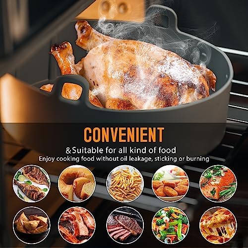 "Silicone Air Fryer Liners Set of 5 – Reusable Air Fryer Accessories with Waffle & Egg Bite Mold, Oven Mitts – Non-Stick, Food-Grade, Heat-Resistant for 5-7 Qt Ninja, Cosori, Instant Pot"