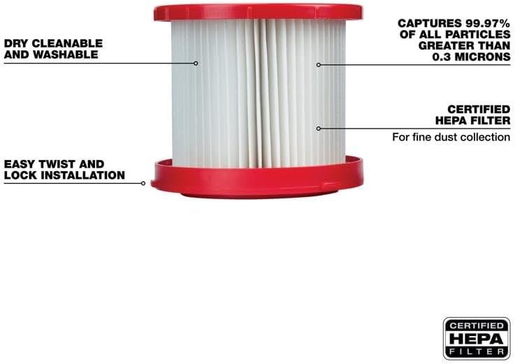 Milwaukee Replacement Wet/Dry Filter for Cordless Vacuum, Model# 49-90-1900