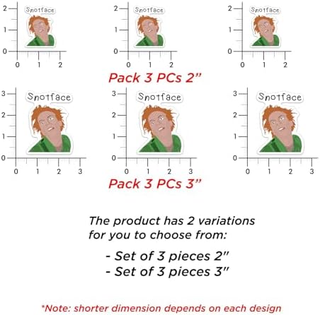 (Pack of 3) Drop Dead Fred Snot Face Meme Waterproof Sticker 2-Inch