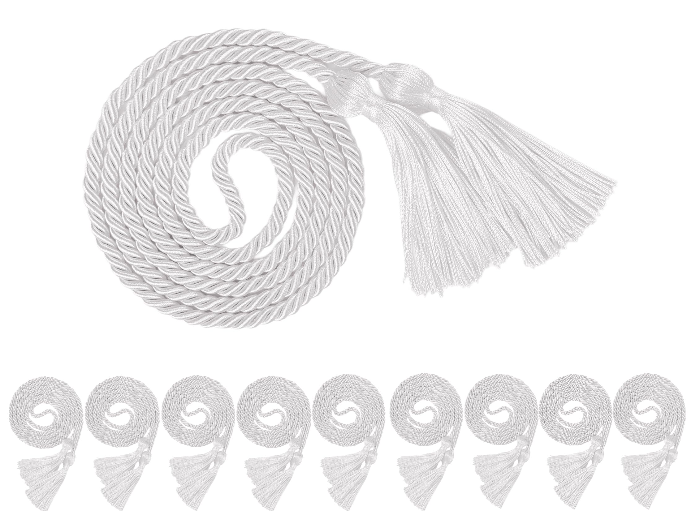 10 Pieces White Graduation Honor Cords for Graduation 2025,National Honors Society White Cords Bulk