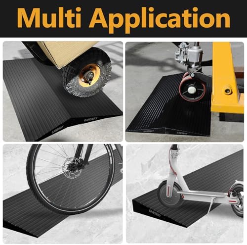 1.4" Rise Threshold Ramps for Doorways, Driveways, Heavy Duty Solid Rubber 6000lbs Capacity, Non-Slip & Cuttable Handicap Ramp for Wheelchairs, Scooters, Strollers, Curbs- 1.4″Rise (35″×7.9″)