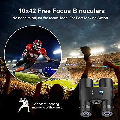 10x42 Focus-Free Binoculars,Professional High Powered HD Large View Binoculars,with BAK-9 Prism FMC Lens for Bird Watching Hunting Trave Watching Sport Events