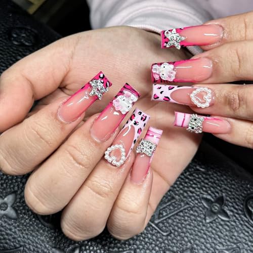 112 PCS Nail Charms Bulk Set for Kawaii Kitty Charms Bling Cute Cross Star Charms Nail Charms and Gems 3D Silver Y2K Nail Charms with Rhinestones Nail Art Accessories