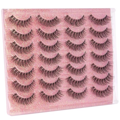 14mm Lashes Natural Look Wispy Eyelashes Fluffy Faux Mink Lashes Clear Band Short Natural False Lashes Cat Eye Daily Soft Strip Lashes Pack by Kiromiro