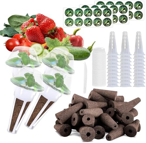 121pcs Seed Pods Kit for AeroGarden, Seed Starter Sponges, Hydroponics System Indoor for All Brands, Grow Anything Kit with 30 Grow sponges, 30 Pod Labels, 30 Grow Baskets, 30 Grow Domes, 1 Tweezer