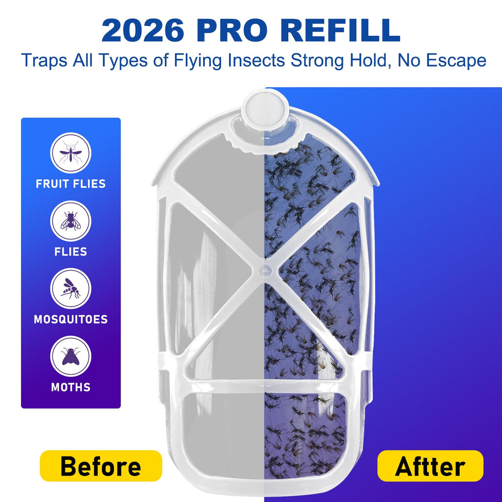 10 Pack Refill Cartridges, 2026 Upgraded Flying Insect Trap Refills Compatible with zzevo Flying Insect Trap Indoor Light M364 M364A Fully Compatible Size,Fly Catcher Trap (10 Refill Cartridges)