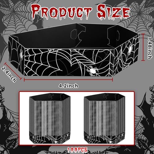 100Pcs Halloween Coffin Serving Food Trays - Skeleton Disposable Snack Paper Dish for Party Decoration Supplies