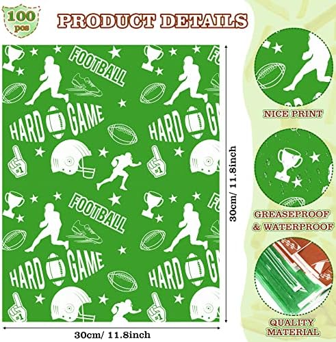 100 Pcs Football Party Decoration 1.1 lb 50 Football Paper Food Serving Trays with 50 Grease Resistant Liner Papers for Birthday Party Supplies Sport Game Event Favors