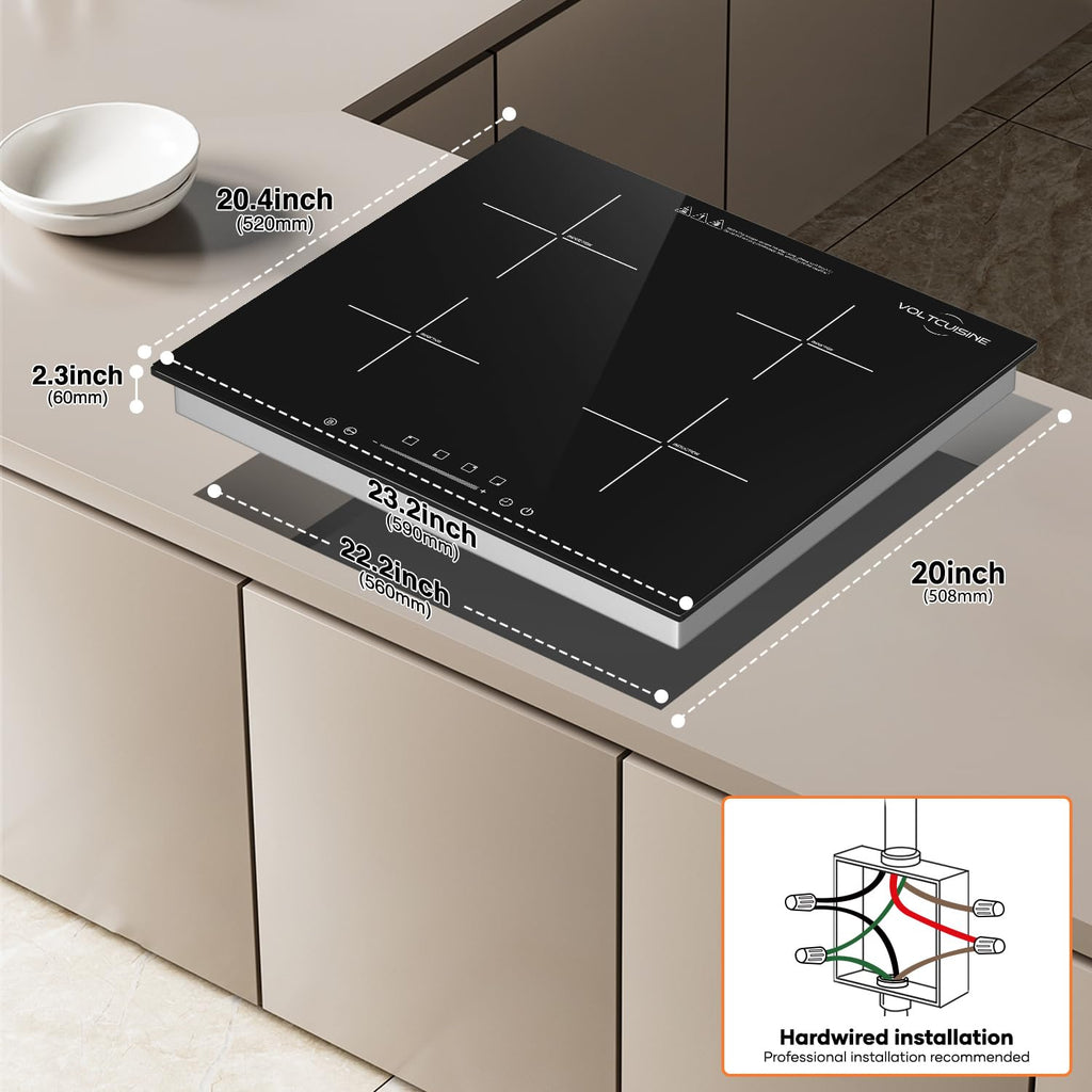 1200W Portable Induction Cooktop, Single Burner Electric Stove, Magnetic Cookware Compatible, Touch Control, 8 Power Levels, Timer, Black Crystal Glass Surface