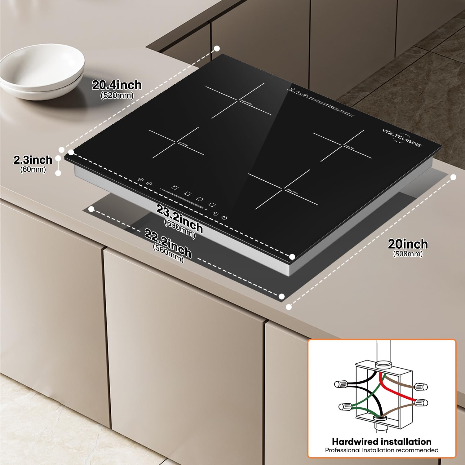 1200W Portable Induction Cooktop, Single Burner Electric Stove, Magnetic Cookware Compatible, Touch Control, 8 Power Levels, Timer, Black Crystal Glass Surface